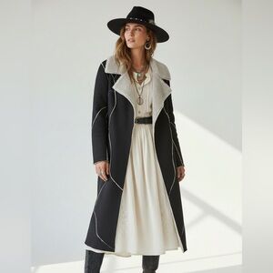 NWT Paparazzi by Biz Luxe Faux Shearling Coat Long Boho‎ Western Drape Jacket